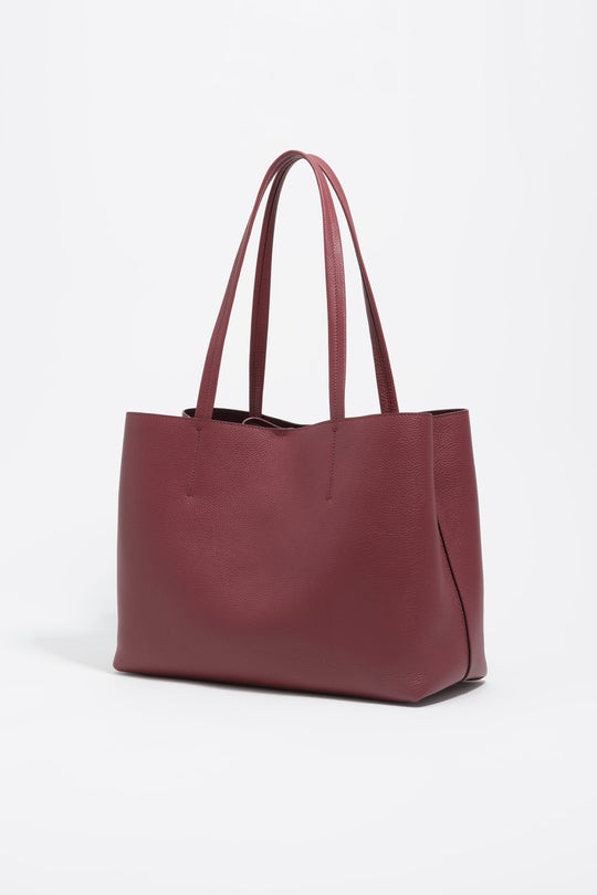 Burgundy leather shopper bag