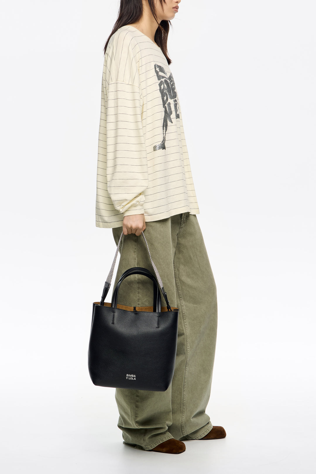 Black leather shoulder bag