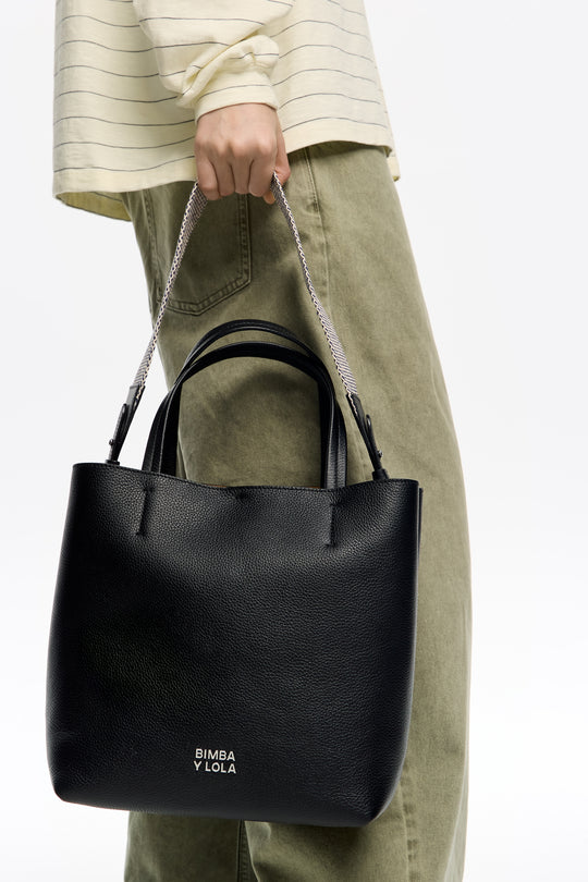 Black leather shoulder bag