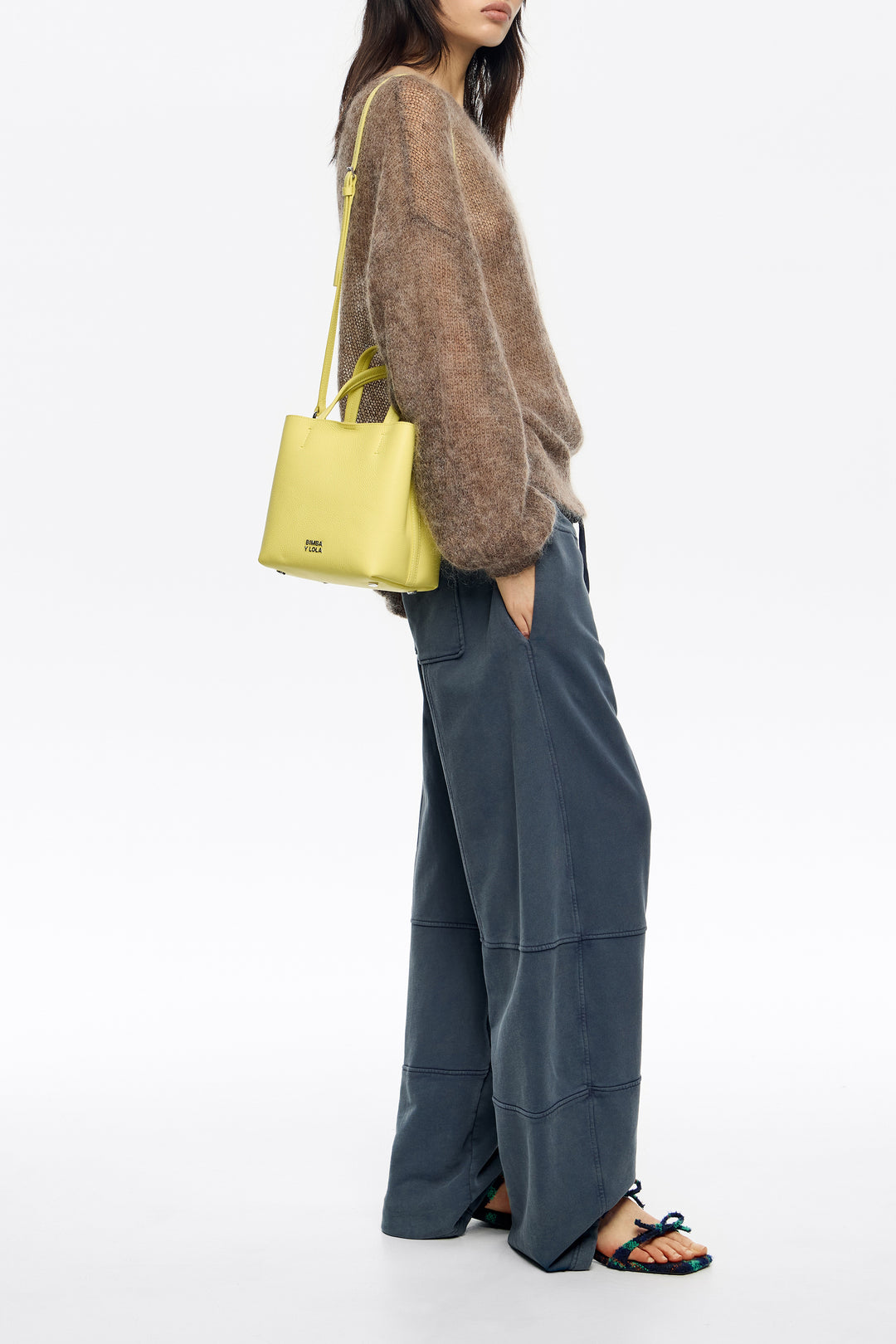 Acid yellow leather crossbody bag