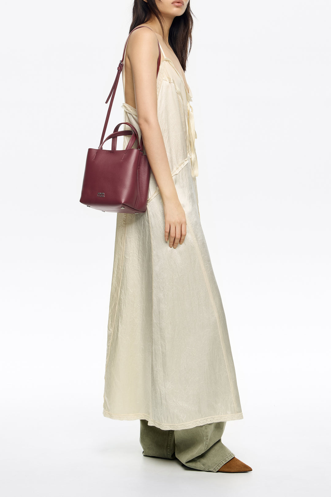 Burgundy leather crossbody bag
