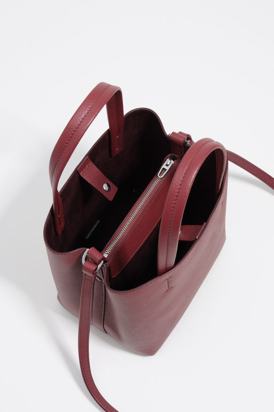 Burgundy leather crossbody bag