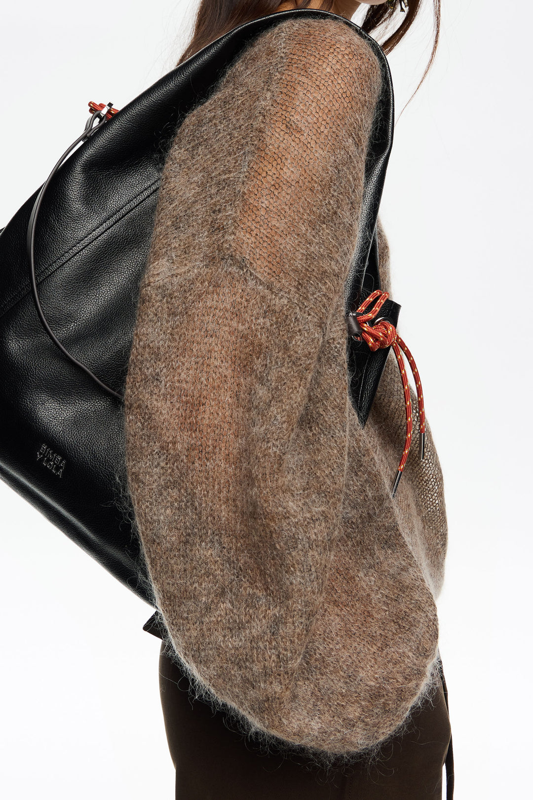 Large black leather Paper bag