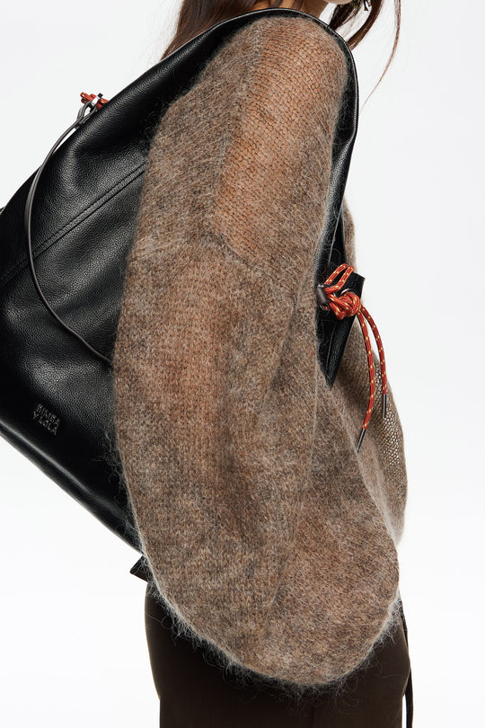Large black leather Paper bag