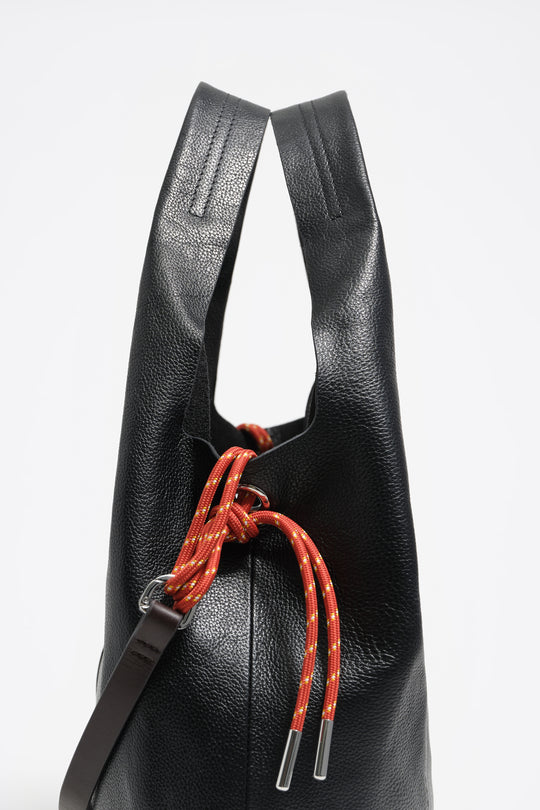Large black leather Paper bag