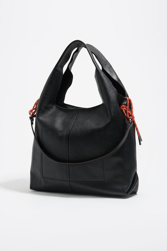 Large black leather Paper bag