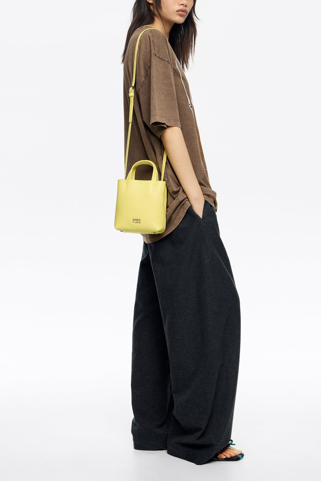 Acid yellow leather crossbody bag