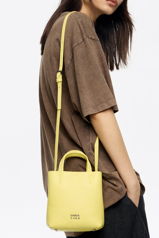 Acid yellow leather crossbody bag