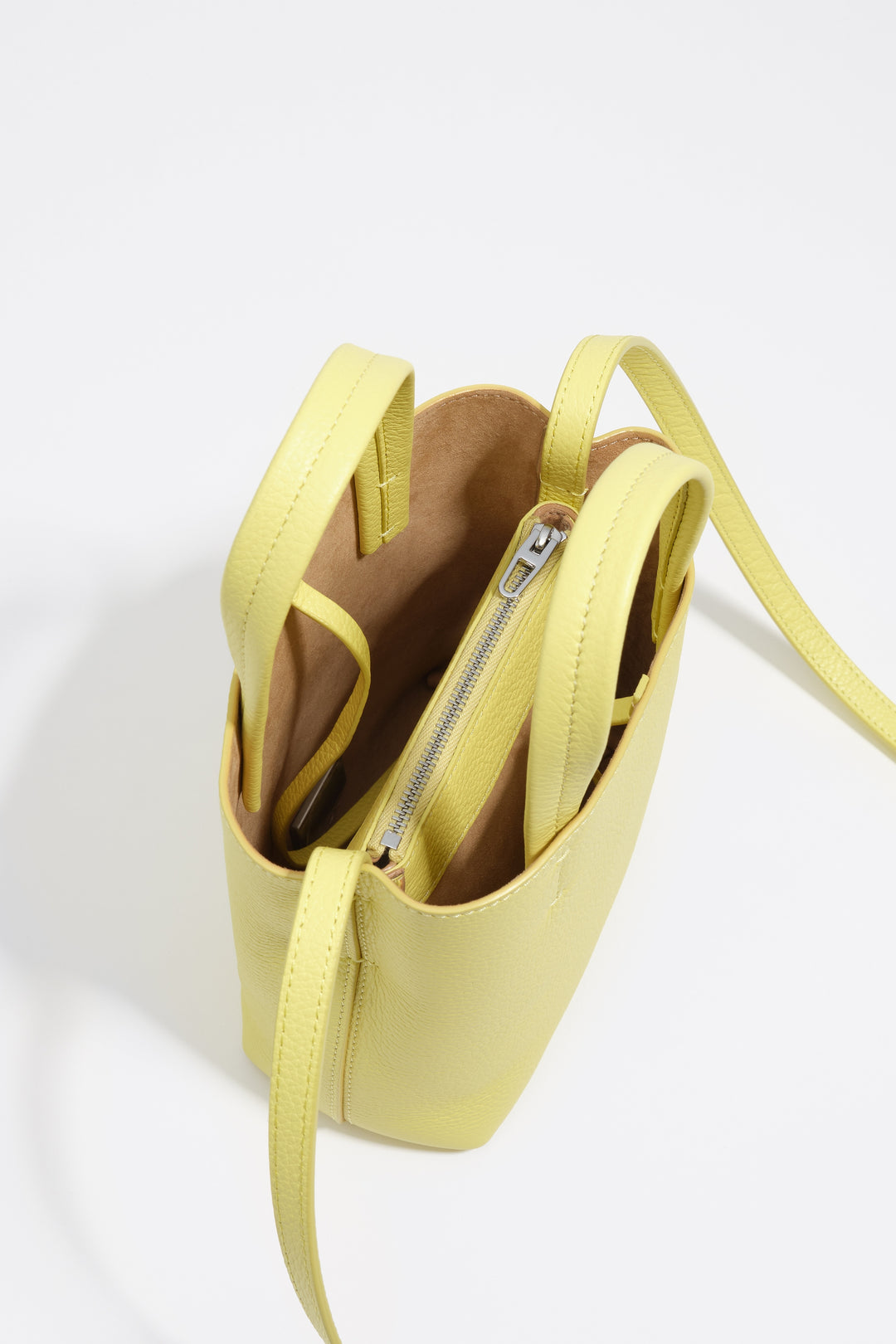 Acid yellow leather crossbody bag