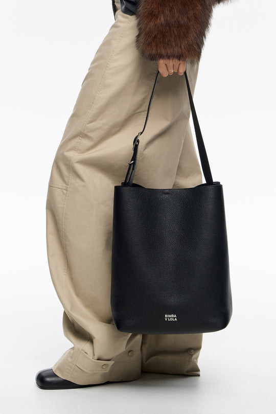Black leather shoulder bag