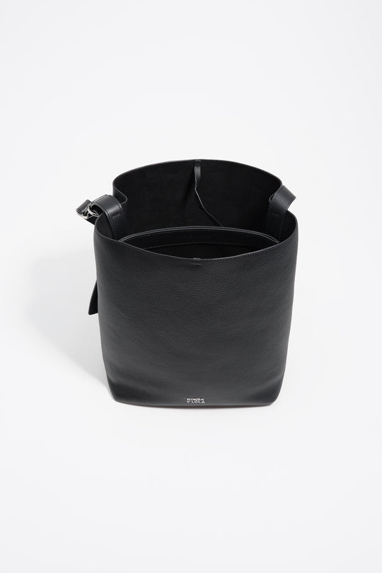 Black leather shoulder bag