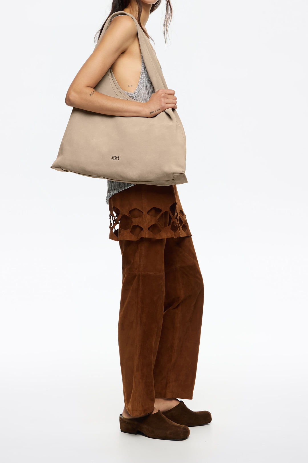 Sand leather maxi Bikini Paper bag