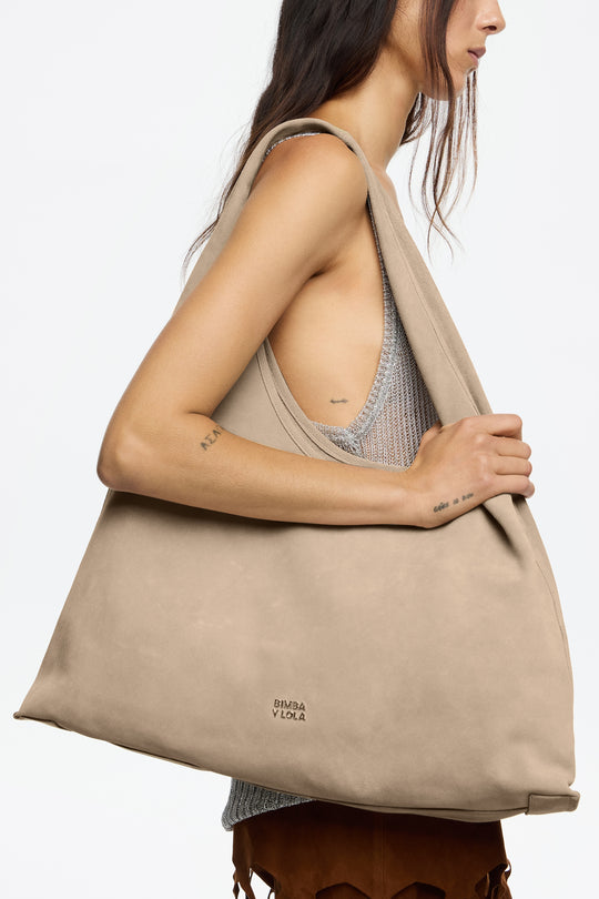 Sand leather maxi Bikini Paper bag