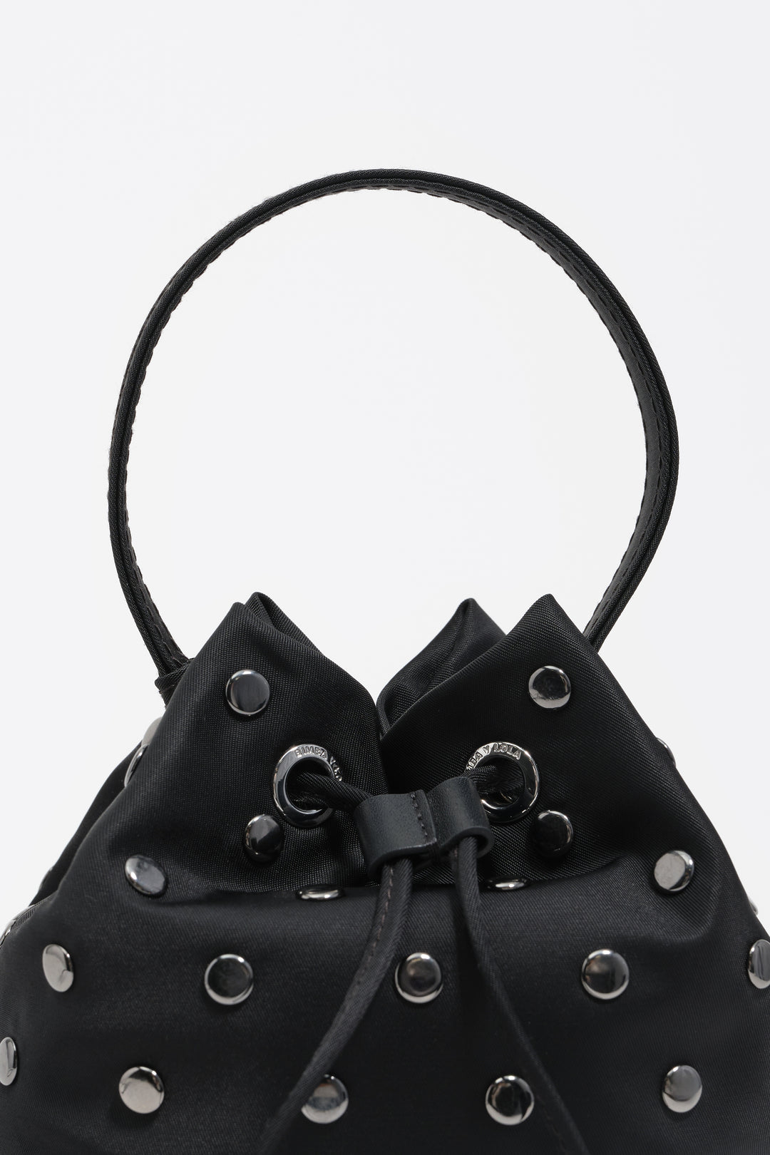 Black nylon mini bucket bag