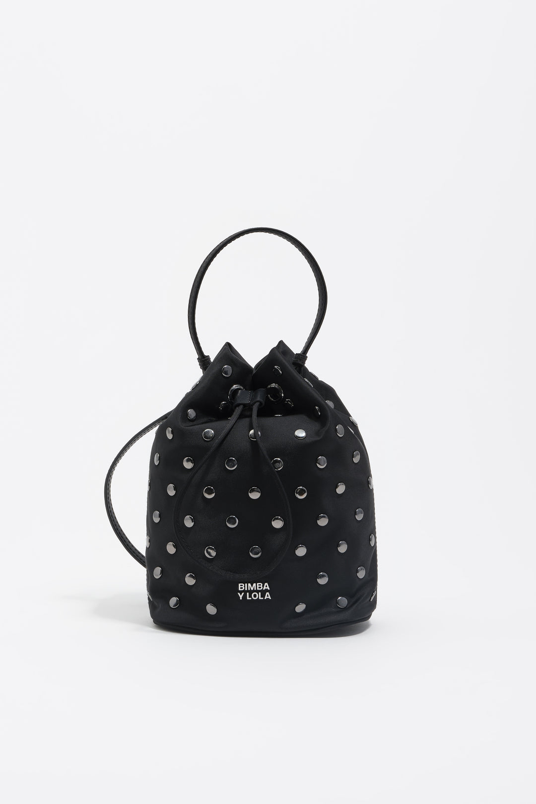 Black nylon mini bucket bag