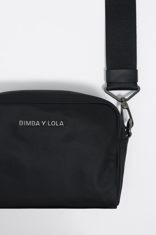 Black nylon crossbody bag