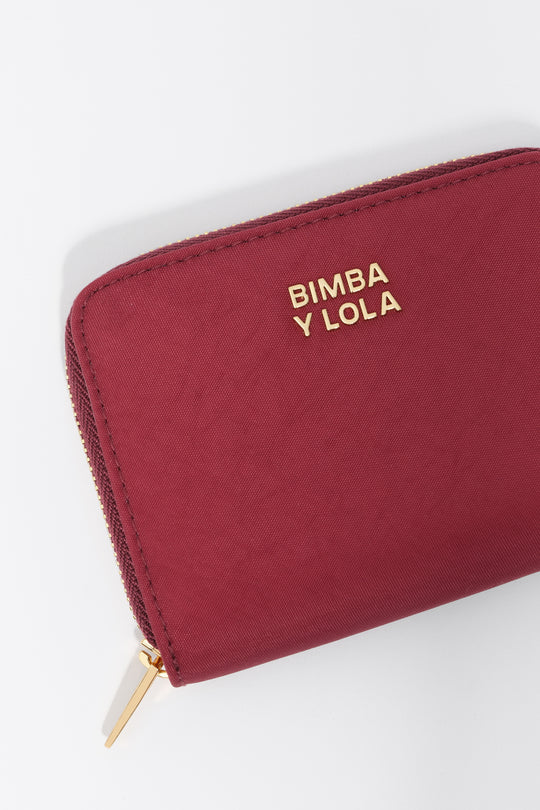Burgundy nylon flap purse