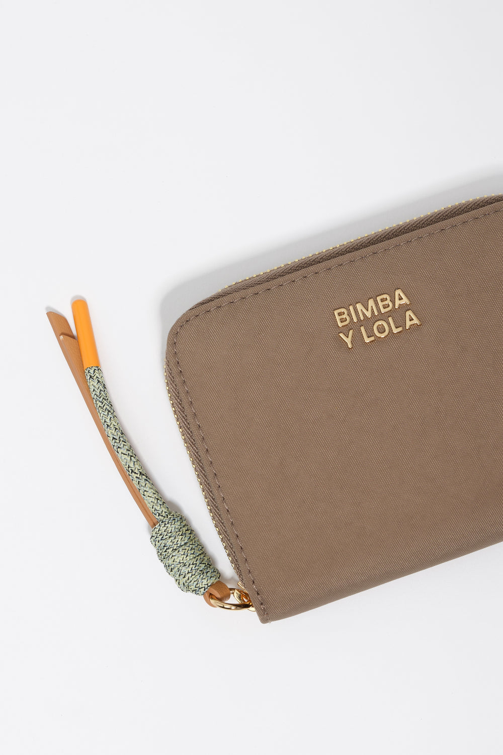 Khaki brown nylon flap purse