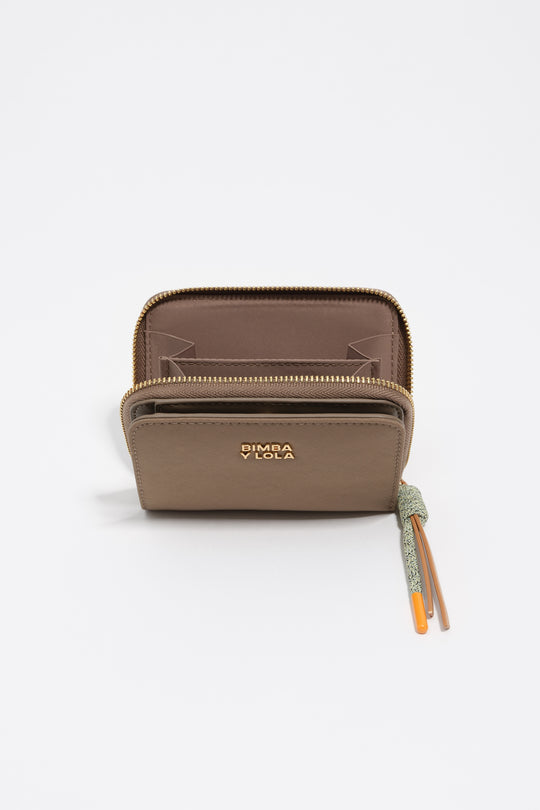Khaki brown nylon flap purse