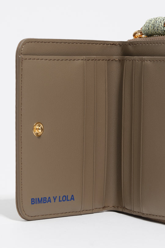 Khaki brown nylon flap purse