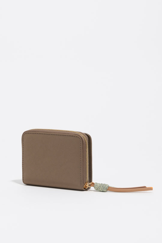 Khaki brown nylon flap purse