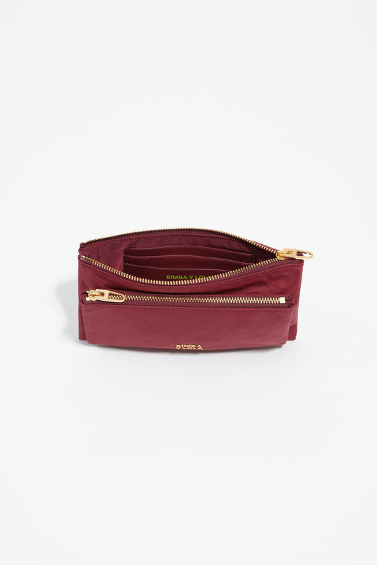 Burgundy nylon Pocket purse