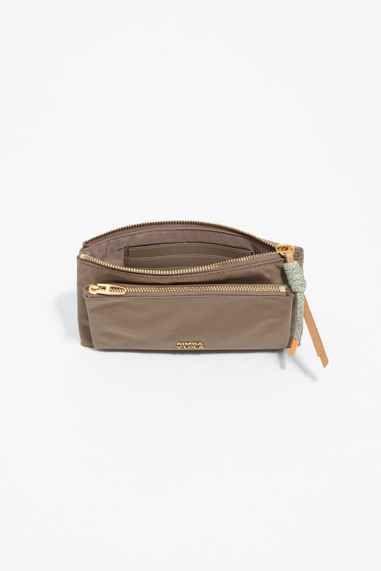 Khaki brown nylon Pocket purse