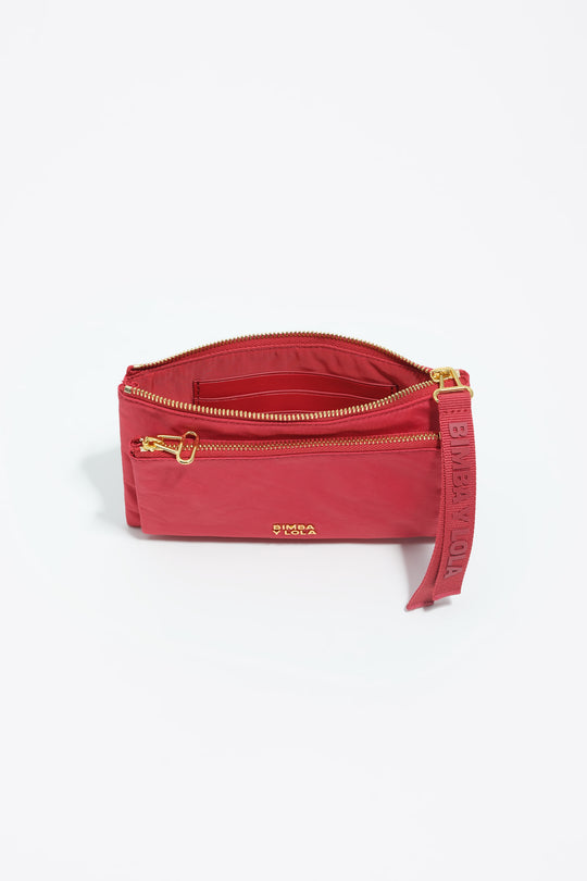 Red nylon Pocket purse