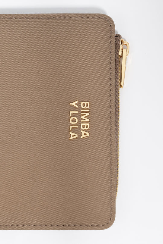 Khaki brown nylon compact purse