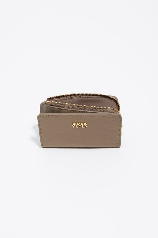 Khaki brown nylon compact purse