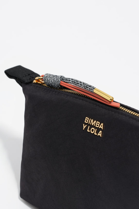 Small black nylon Trapecio make-up case