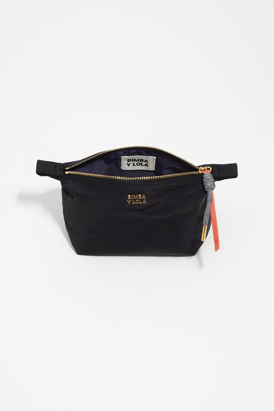 Small black nylon Trapecio make-up case