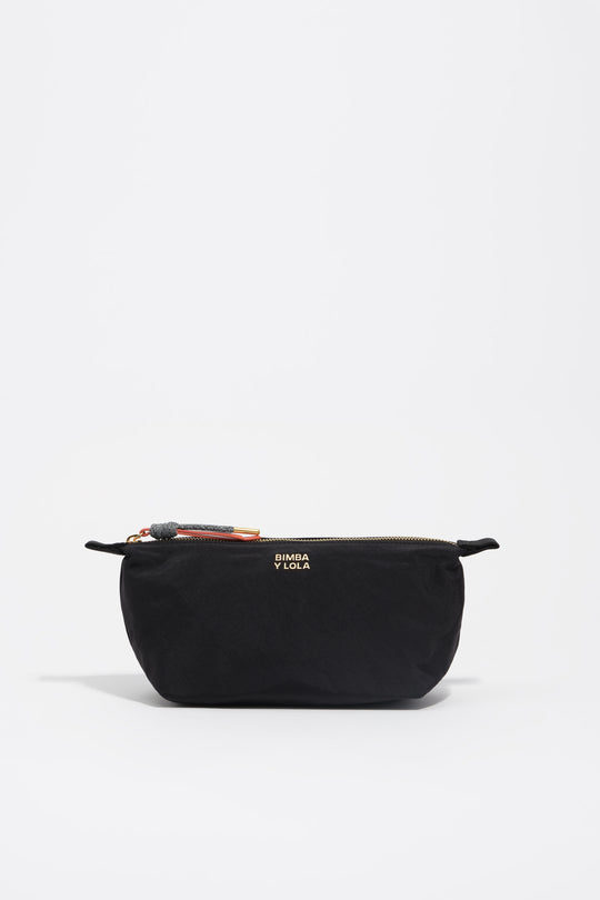Medium black nylon Trapecio make-up case