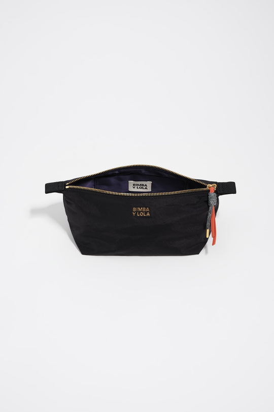 Medium black nylon Trapecio make-up case