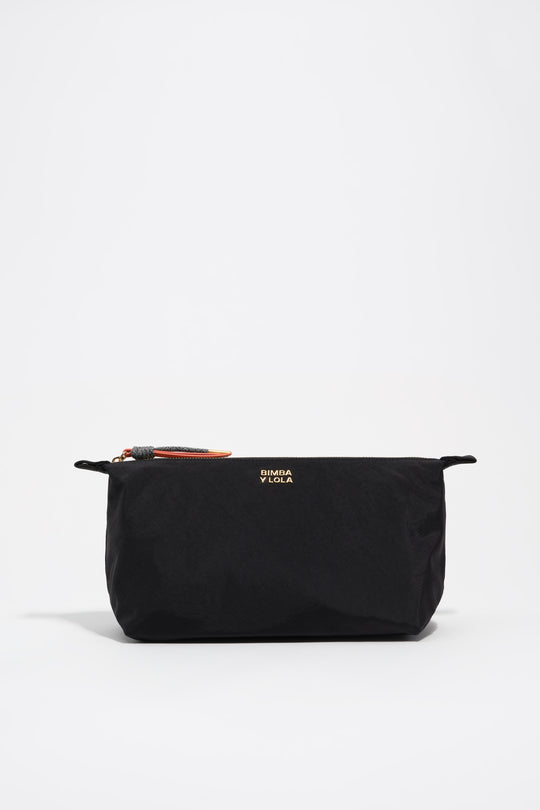 Large black nylon Trapecio make-up case