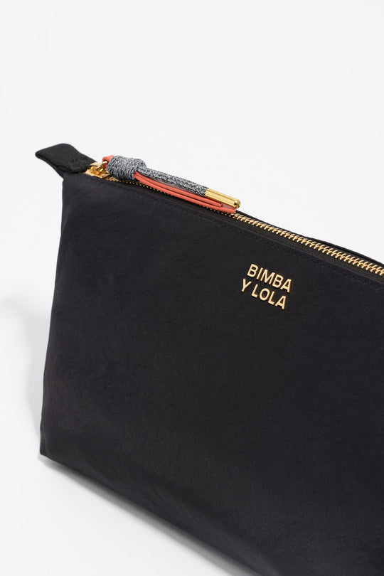 Large black nylon Trapecio make-up case