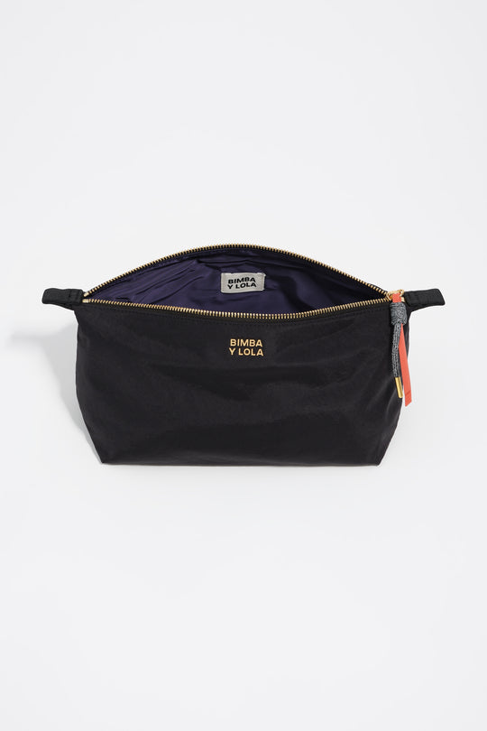 Large black nylon Trapecio make-up case