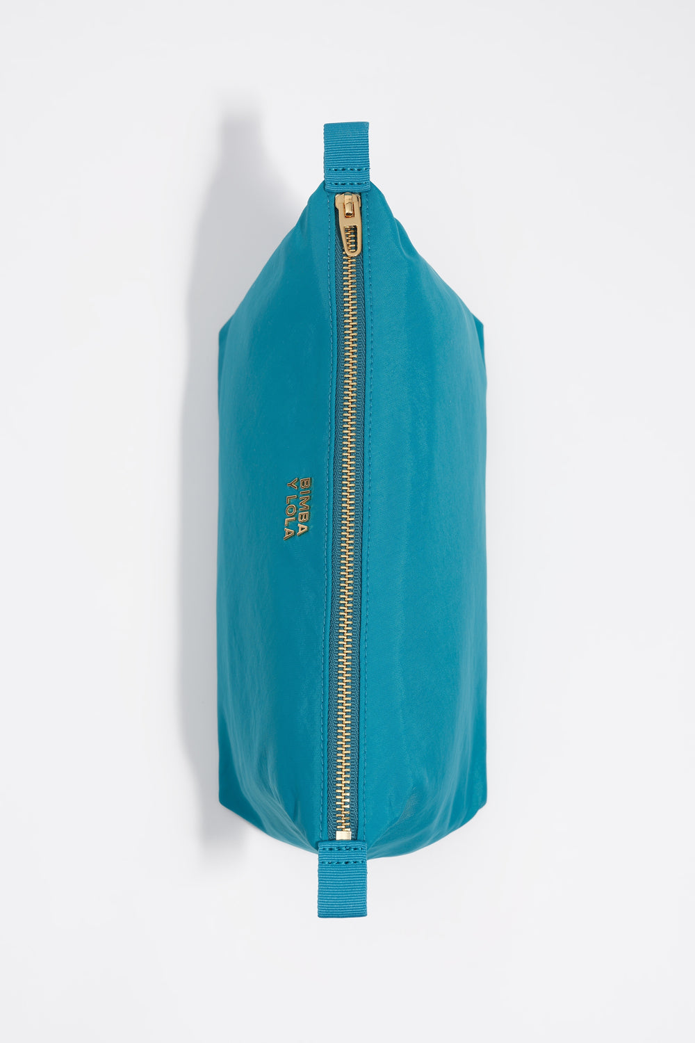 Large lagoon blue nylon Trapecio make-up case