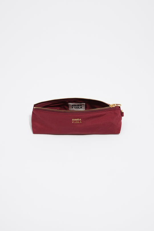 Burgundy nylon make-up case