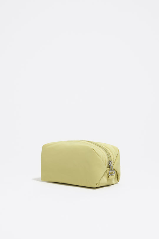 Small pale lime nylon make-up case
