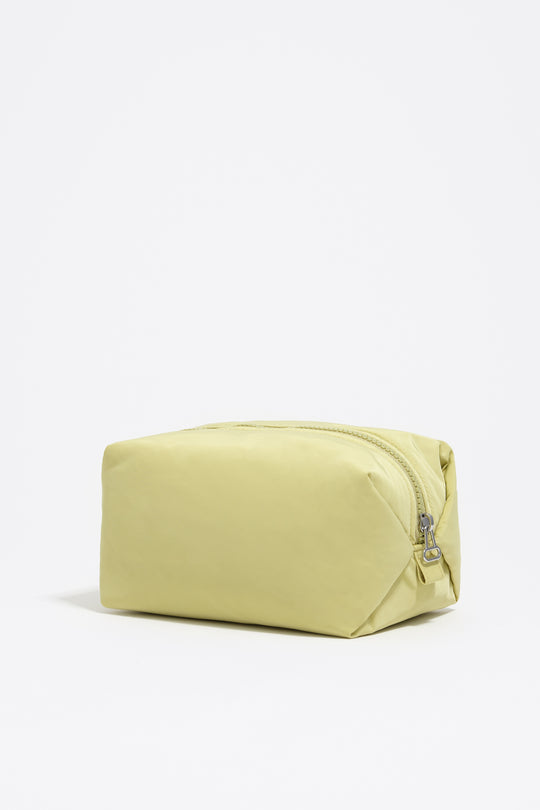 Large pale lime nylon make-up case