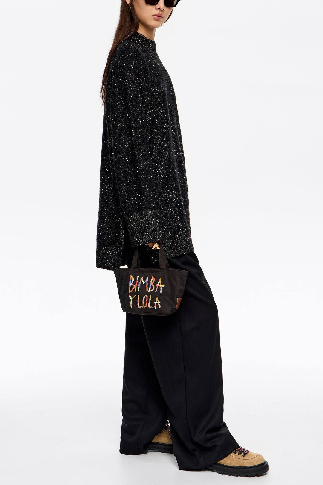 Charcoal nylon mini bag