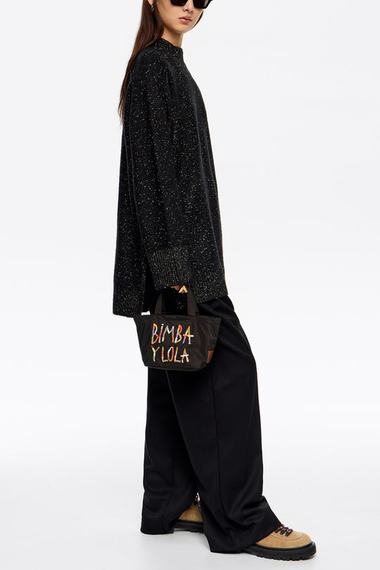 Charcoal nylon mini bag
