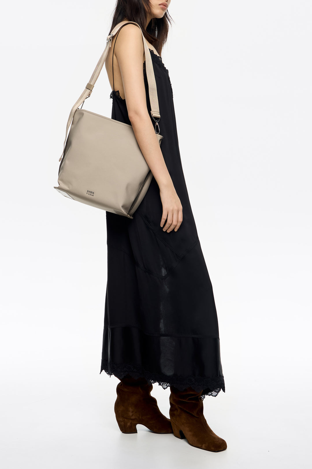 Large stone nylon Carlino bag