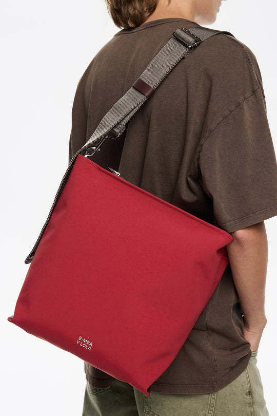 Large dark red gabardine Carlino bag
