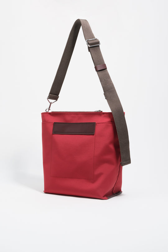 Large dark red gabardine Carlino bag