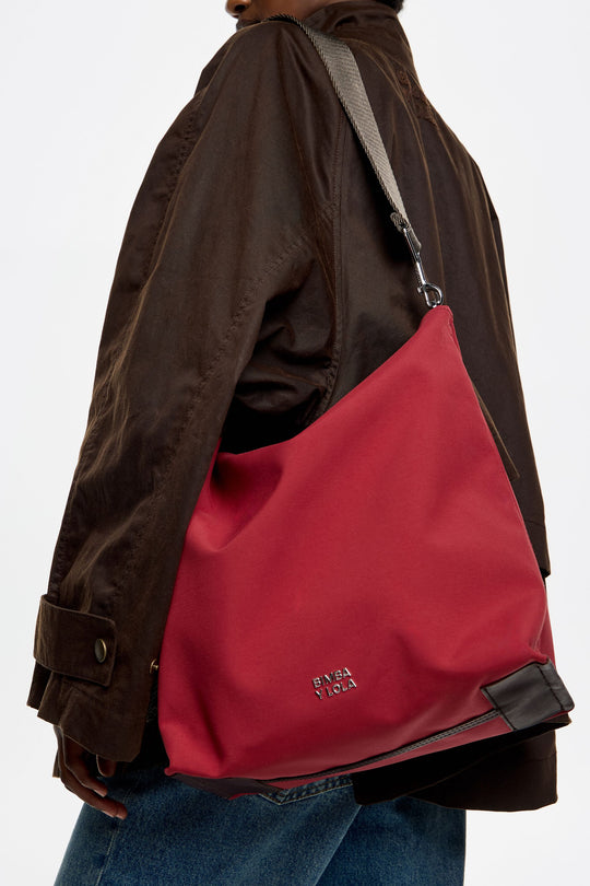 Large dark red gabardine Carlino bag