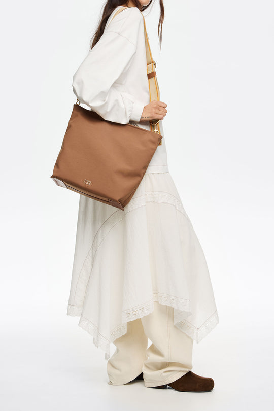 Large cinnamon nylon Carlino bag