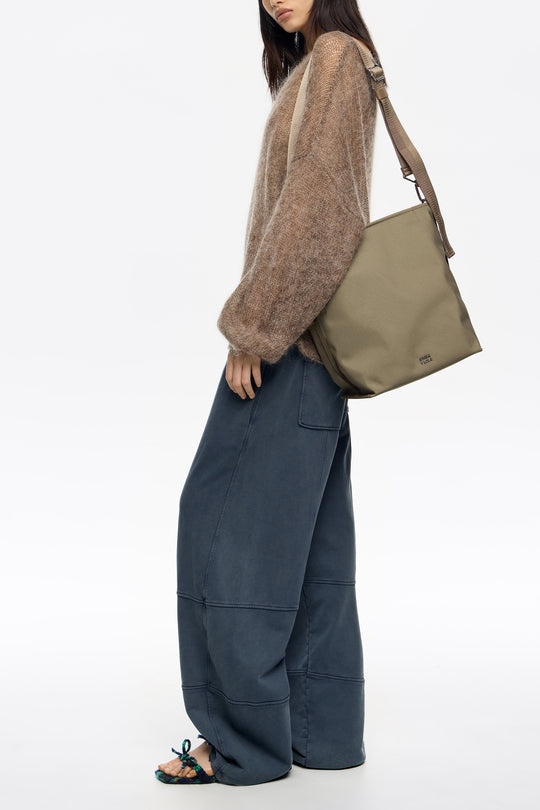 Large taupe nylon Carlino bag