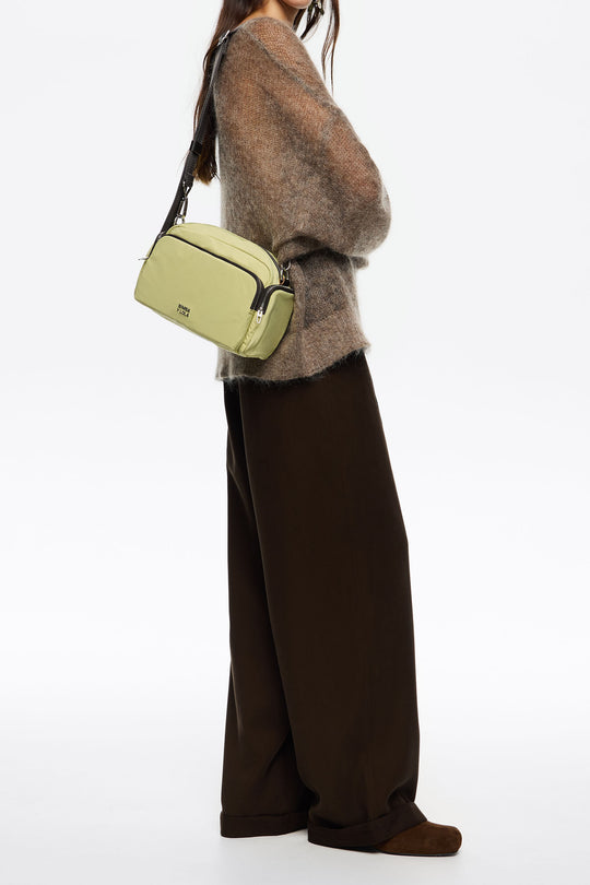 Medium pale lime nylon Pocket crossbody bag